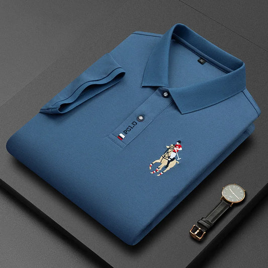 Brand Embroidered Men's Pure Cotton Popsicle Cotton Short Sleeved Polo Shirt Summer New Business Casual Breathable Men's Top 4xl