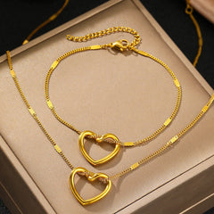 Stainless Steel Jewelry Set Novelty Twisted Heart Light Luxury High-end Sense Jewelry