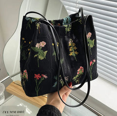 Luxury Brand Large Flowers Tote Bag Fabric Women