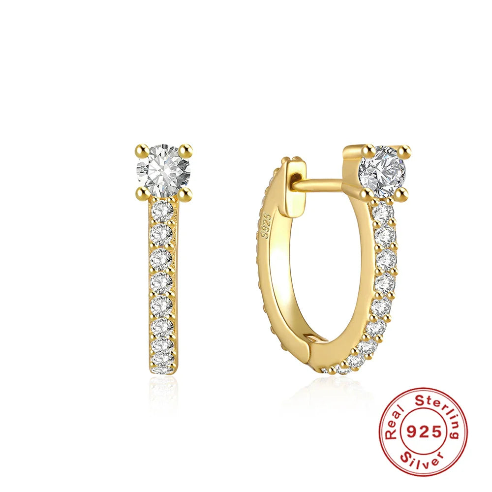 CANNER Ins Star Anise 925 Sterling Silver  Earring For Women Hoop Earrings Crystal Fine Jewelry Glossy 18K Gold Mom Gift Trend