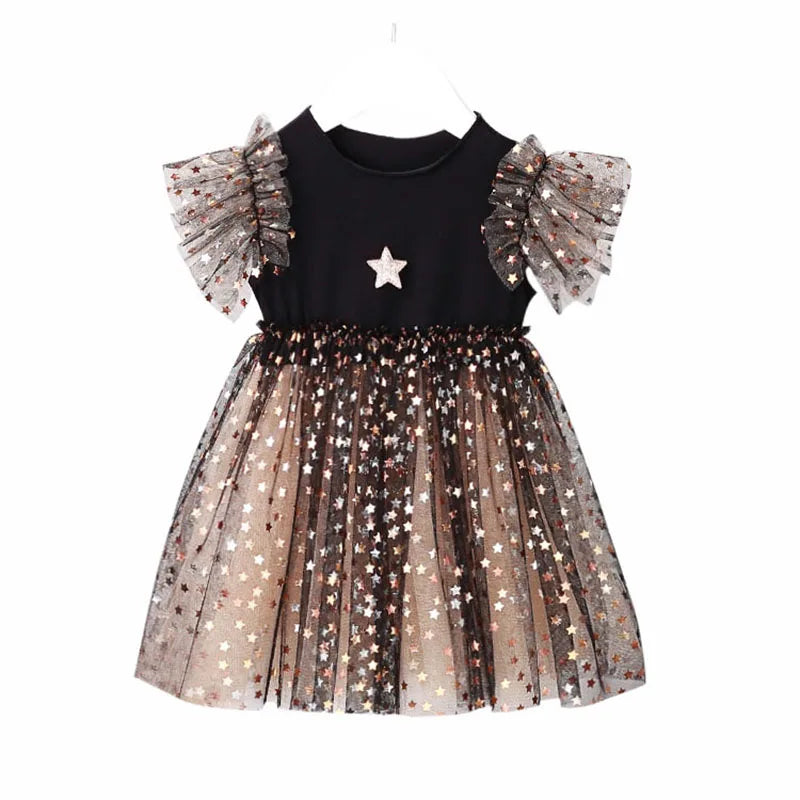 Kids Clothes Girls Long Sleeve A-line Dresses 1-6 Years Star