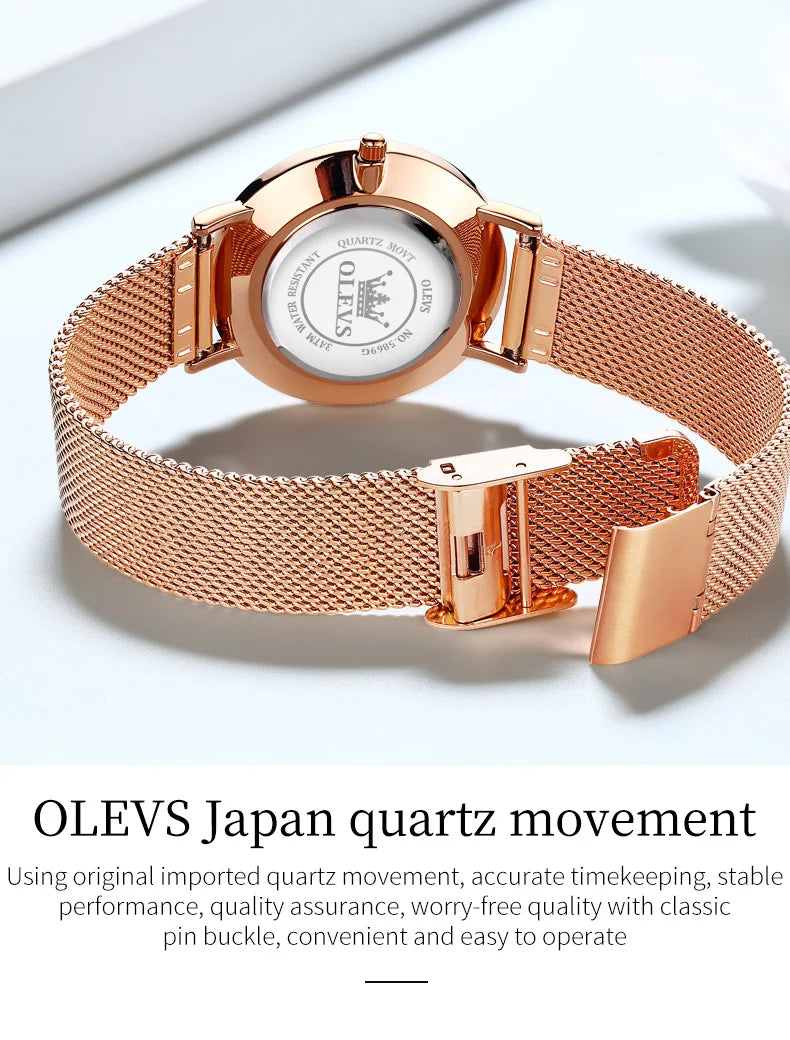 OLEVS 5869 Fashion Women's Watches Milanese Mesh Belt Waterproof Simplicity Versatile Quartz Watch for Lady Original Wristwatch