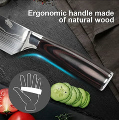 Professional Damascus Kitchen Knives Japanese Santoku Cleaver Slicing Knife Stainless