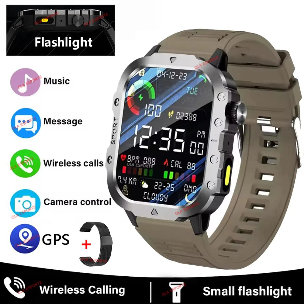EGC+PPG GPS Sports Fitness Tracker Smartwatch Men 2.01Inch Touch Screen Health Monitoring Bluetooth Call Smart Watch For Android