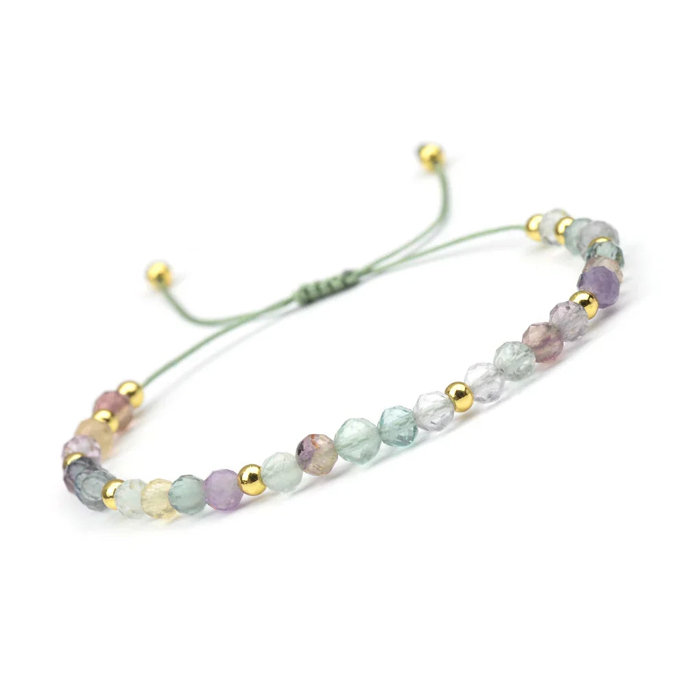 4mm Natural Stone And Hematite Bead Braided Adjustable Bracelet Suitable For Men And Women Daily Holiday Birthday Wear