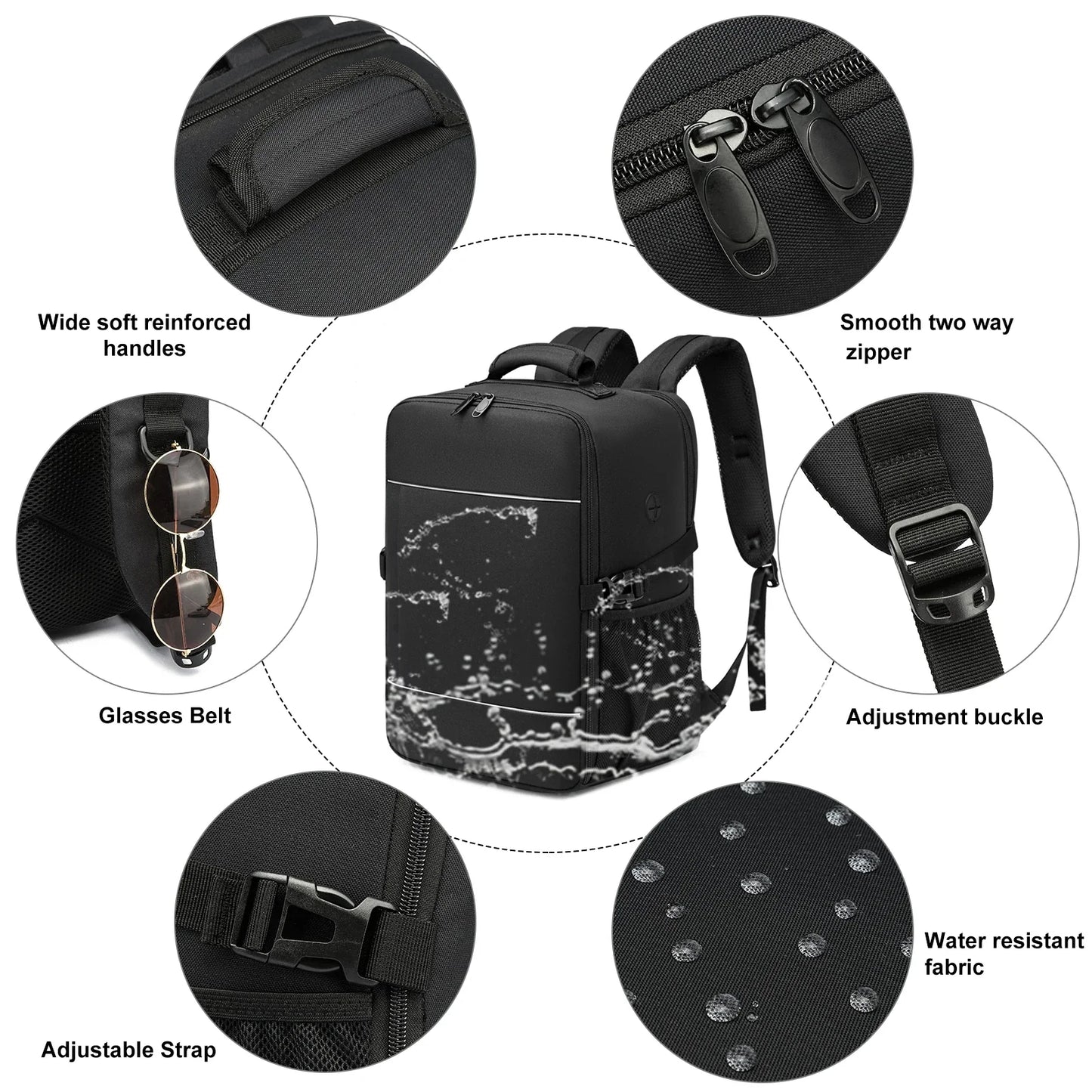 travel backpacks 40x20x25 ryanair cabin bag Unisex Carry-On Suitcase.15.6-inch Laptop Backpack For School,night reflective strip