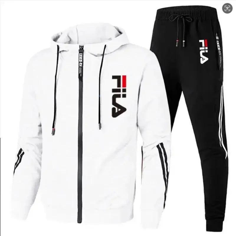 2026 Men's spring and Fall outdoor zipper jacket + sweatpants jogging set Casual basketball fitness two-piece set