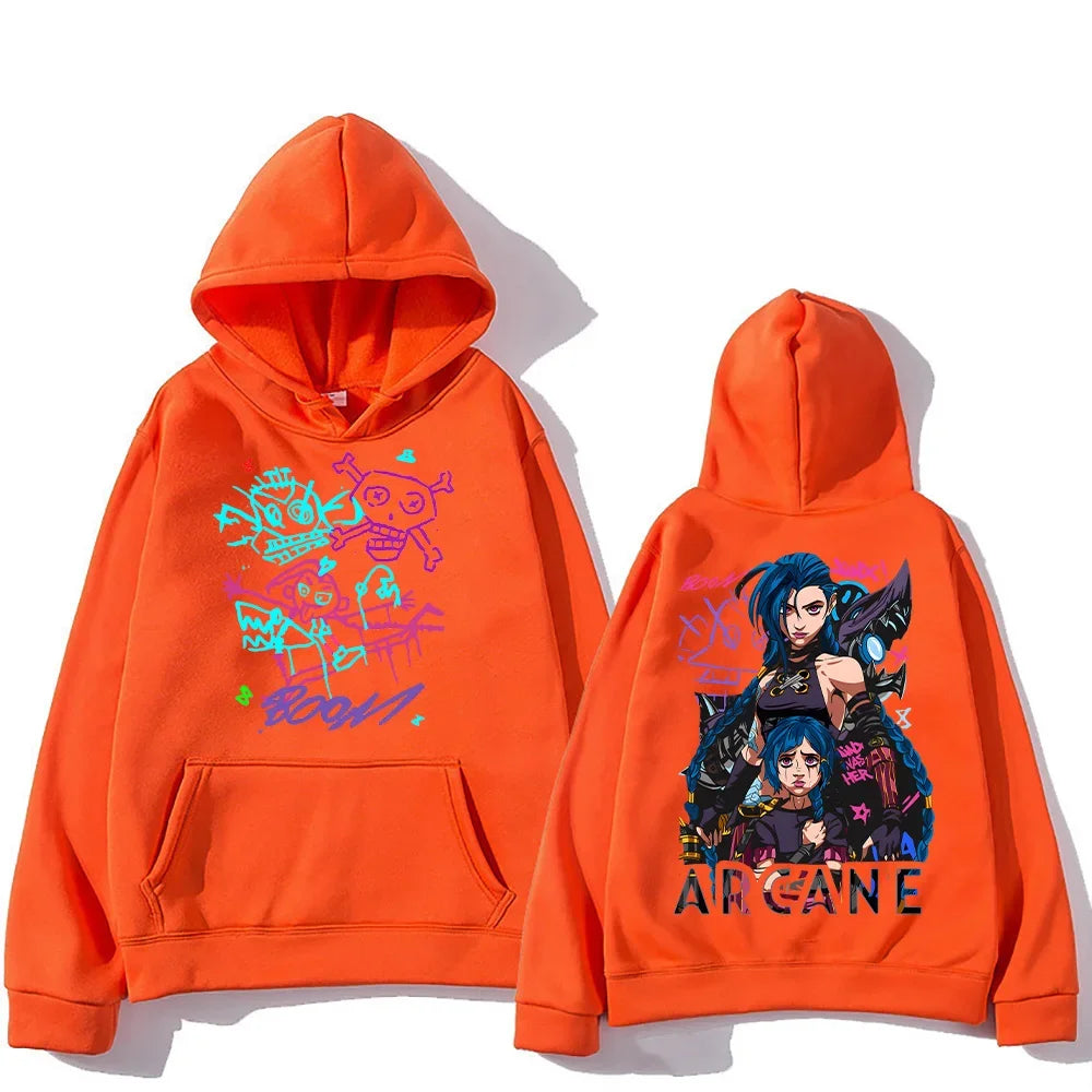 Arcane Jinx Hoodies Man Women Harajuku Clothing Hot Anime Arcane Pullovers Unisex