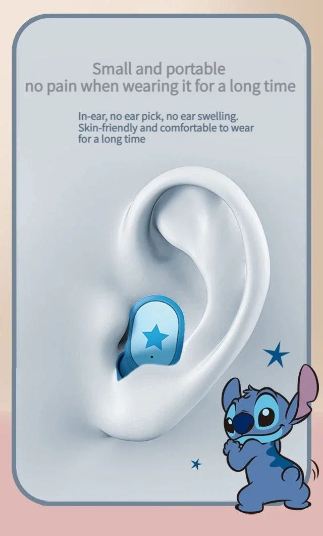 Disney Original Earbuds E6S Mini Cartoon Wireless Earphones Bluetooth 5.3 HIFI Sound Noise Reduction Headphone Long Battery Life
