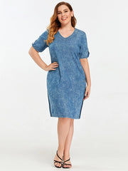 Women's Plus Size Denim Dress Summer Slim Dress Casual Dress Cotton Woven Denim