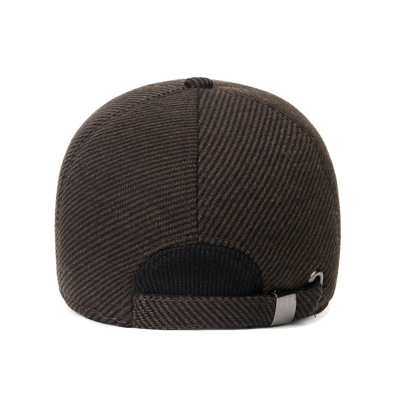 Mens Winter Baseball Cap with Ear Flaps, Baseball Winter Hats with Ear Flaps for Men Outdoor Walk Running  Adjustable Size