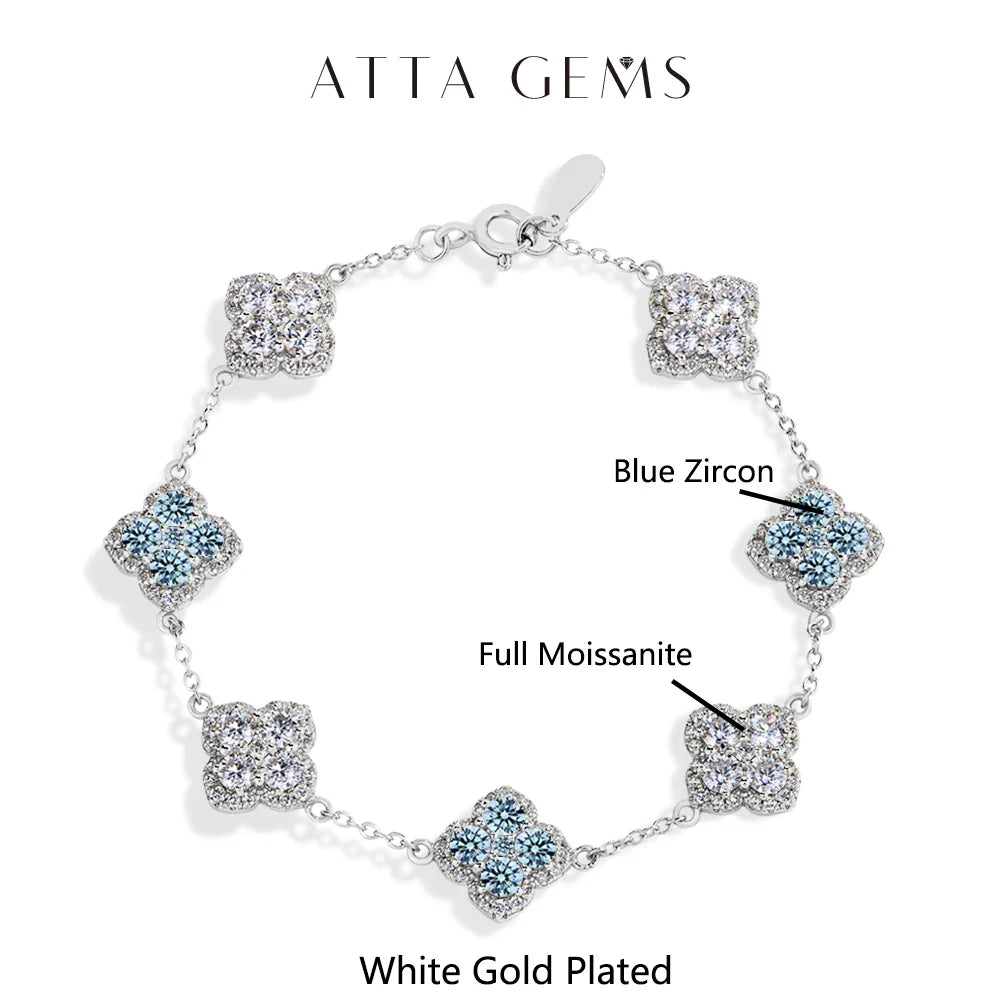 ATTAGEMS Full Moissanite Luxury Bracelet D VVS1 For Women Real S925 Sterling Silver Gold Plated Lucky Engagement Wedding Jewelry