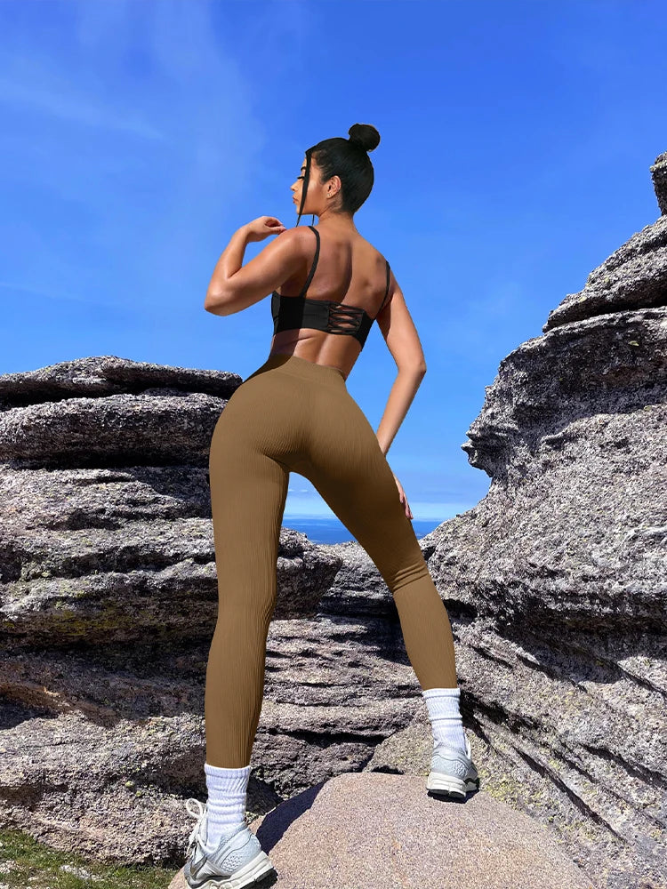 Women Yoga Thread High Waist Buttock Lifting Sports Yoga Clothes