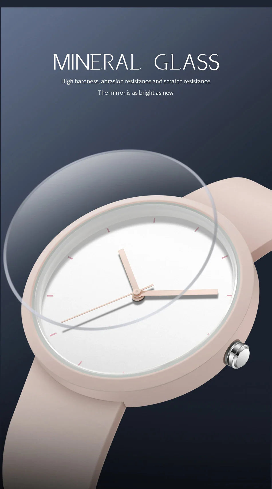 Minimalism Watch For Women 41mm Case with PVD Finish Rubber Strap