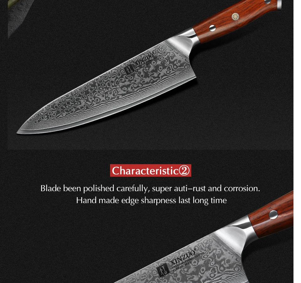 8.5 Inch Chef Knives High Carbon Chinese VG10 67 Layer Damascus Kitchen