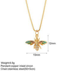 Heart Evil Blue Eye Sun Necklace for Women Cute Dog Bee Elephant Gold Color Pendant