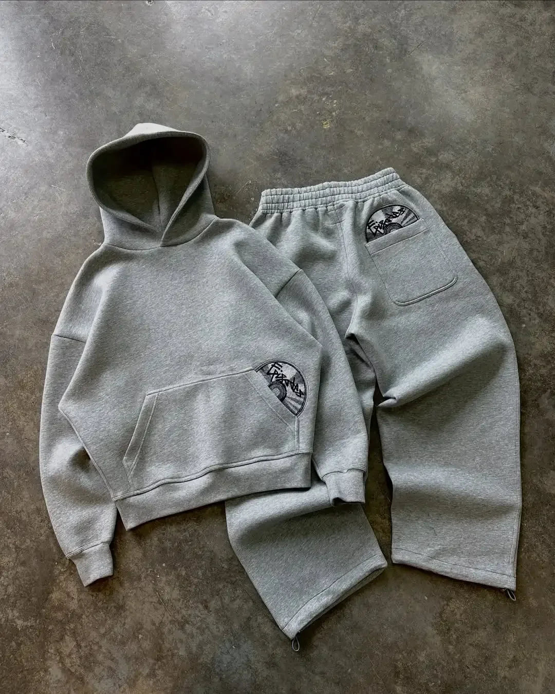 European and American personalized embroidered sweatshirt and trousers suit long sleeve pullover hooded retro street jacket