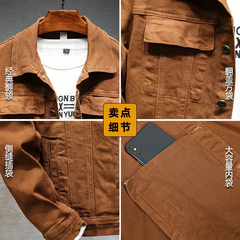 Fashion Casual Denim Jackets Men Hip-hop Streetwear Winter Cotton Classic Jeans