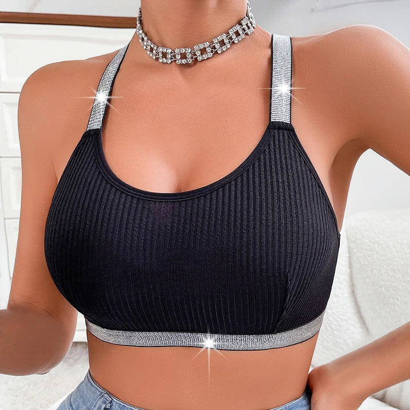 Ribbed Sportswear Fitness Women Underwear Yoga Tanks Top Backless Lingerie