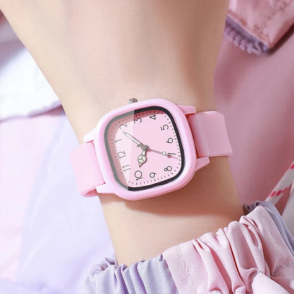 1/10PCS Fashion Square Women Watches Casual Silicone Band Quartz Wristwatch for Girls Clock Reloj Mujer（Without Box）