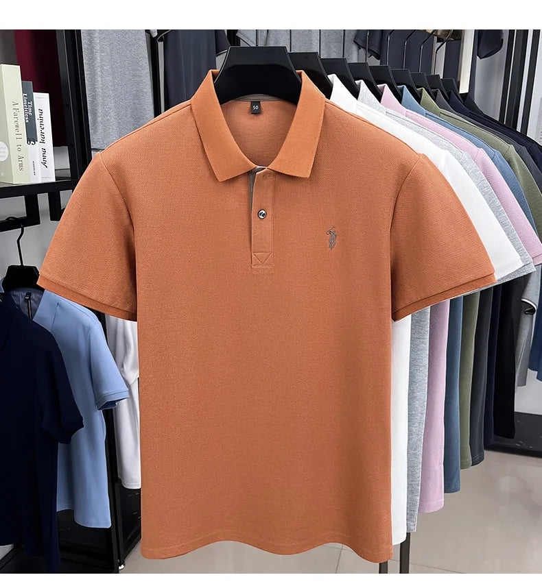 100% pure cotton men's short sleeved polo shirt hot selling summer fashionable horse logo embroidery classic Paul casual T-shirt