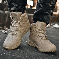 Men's Military Boots Autumn Round Head Lace Up High-top Sneakers Outdoor