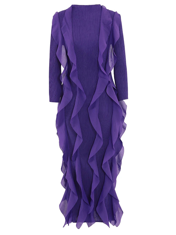 Formal attire Dresses: Round Neck Long Sleeves Ruffles Fashion Evening Dresses