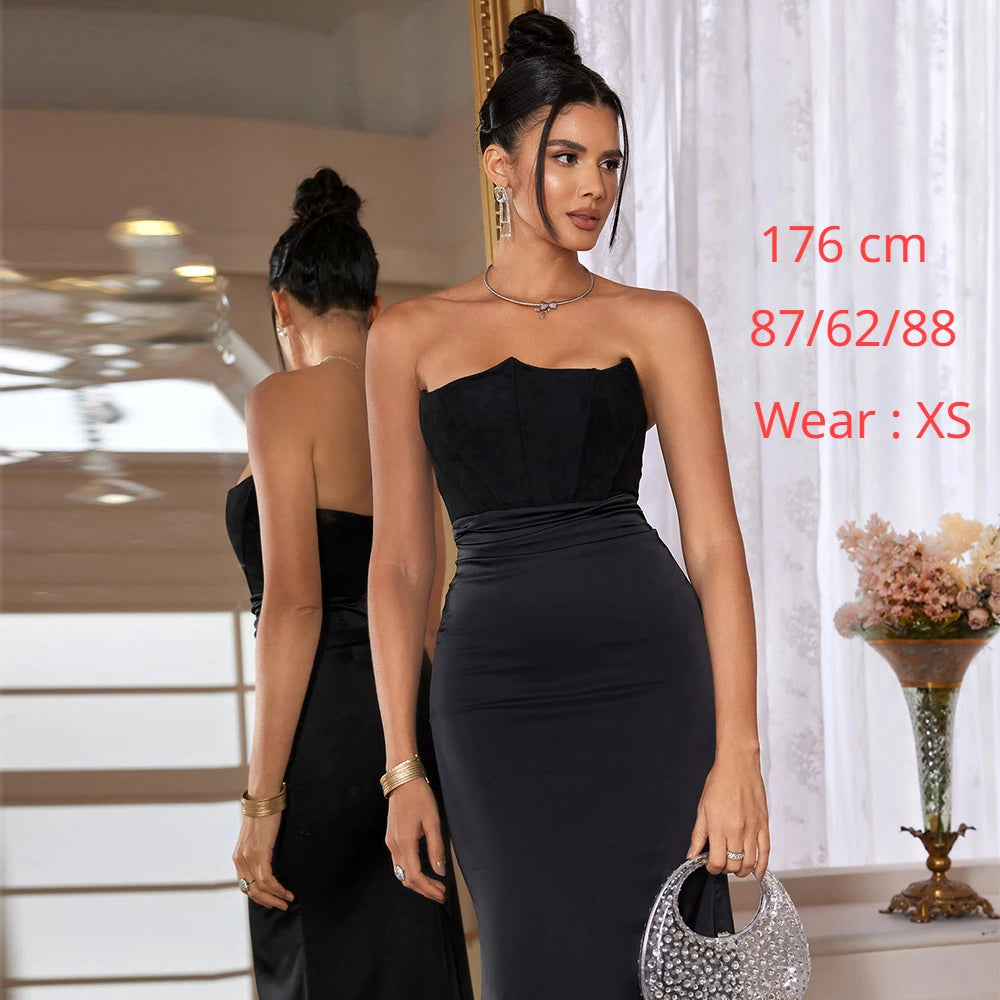 Evening wear Dresses: Maxi Strapless Formal Occasion Dresses Elegant Bodycon