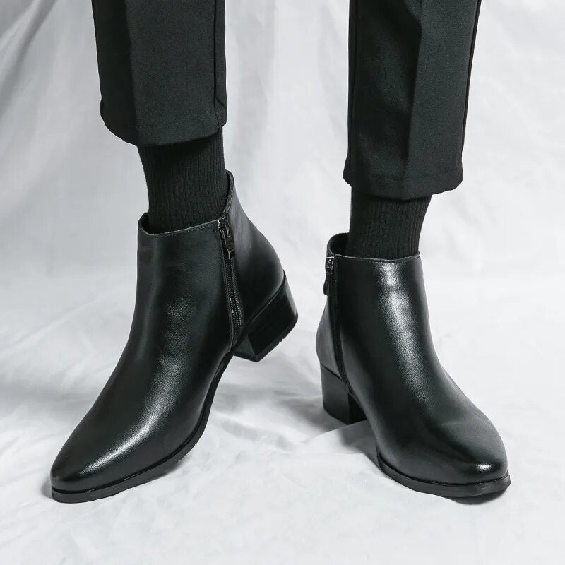 Fashion Men Military Boots Stylish Male Shoes High Heels Men Casual Leather Boots