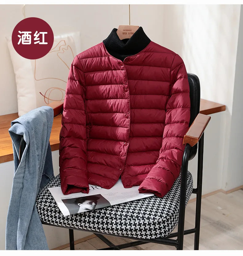 Autumn Winter Warm Women White Duck Down Slim Jackets Female