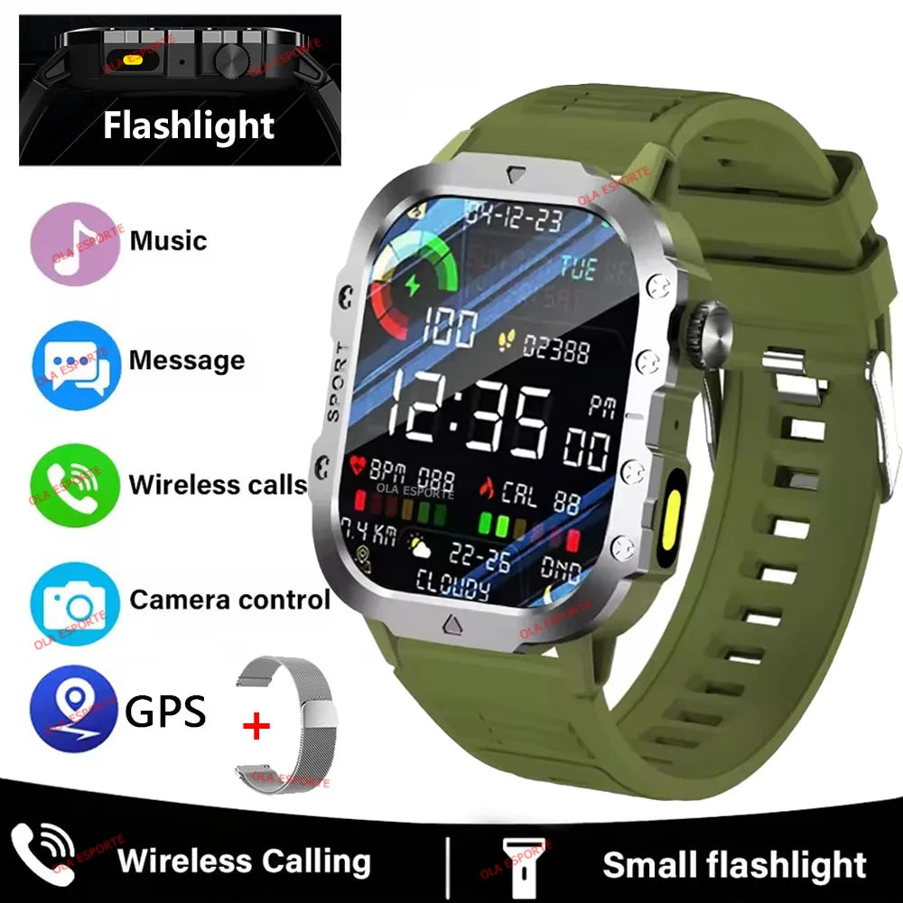 EGC+PPG GPS Sports Fitness Tracker Smartwatch Men 2.01Inch Touch Screen Health Monitoring Bluetooth Call Smart Watch For Android