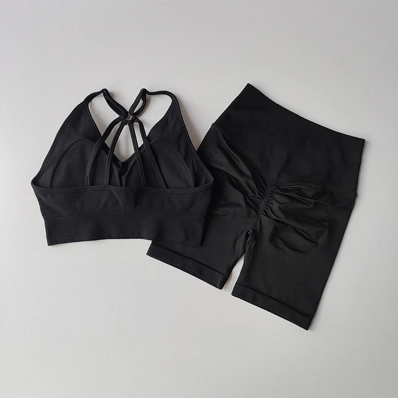 High Waisted Fitness Suit Suspender Beautiful Back Bra Yoga Suit Women