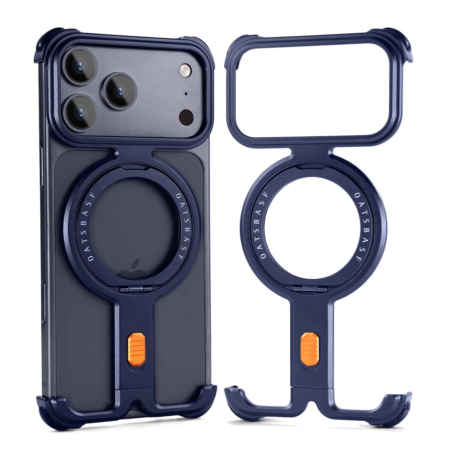 Oatsbasf Π Shape Magnetic Phone Case for iPhone 17 Pro Max/17 Pro Bazel-Less Phone Protective Cover Minimalist Protective Bumpe