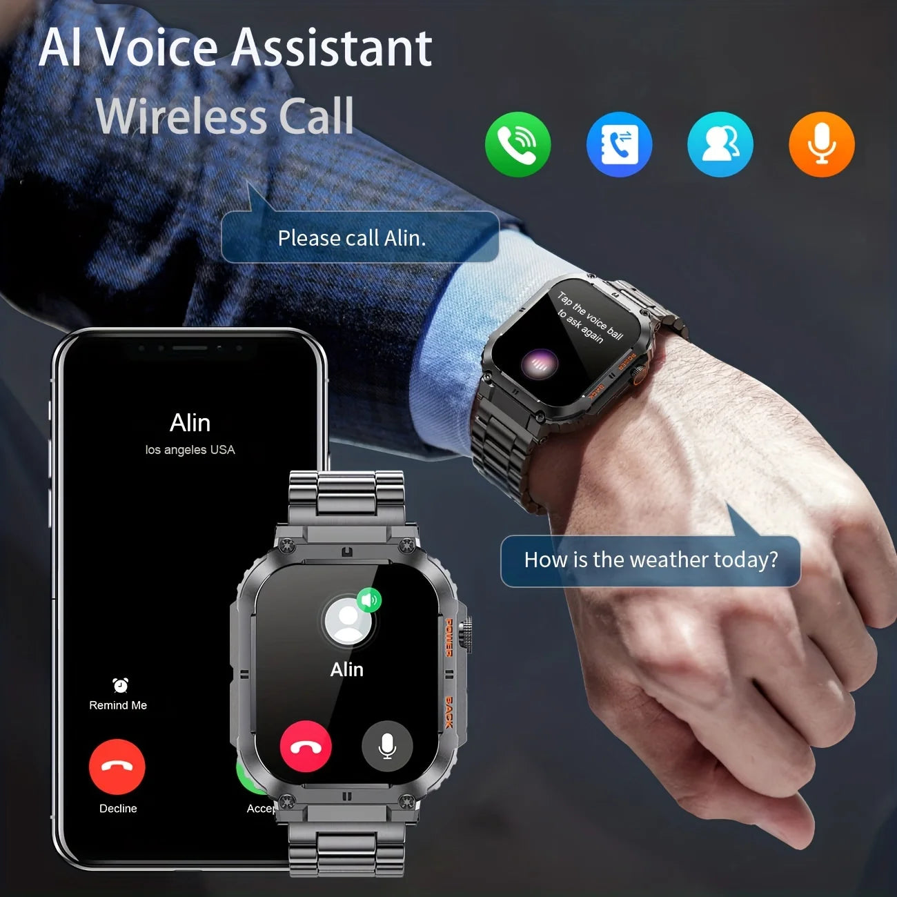 LIGE Outdoor Sports Fitness Smartwatch For Men