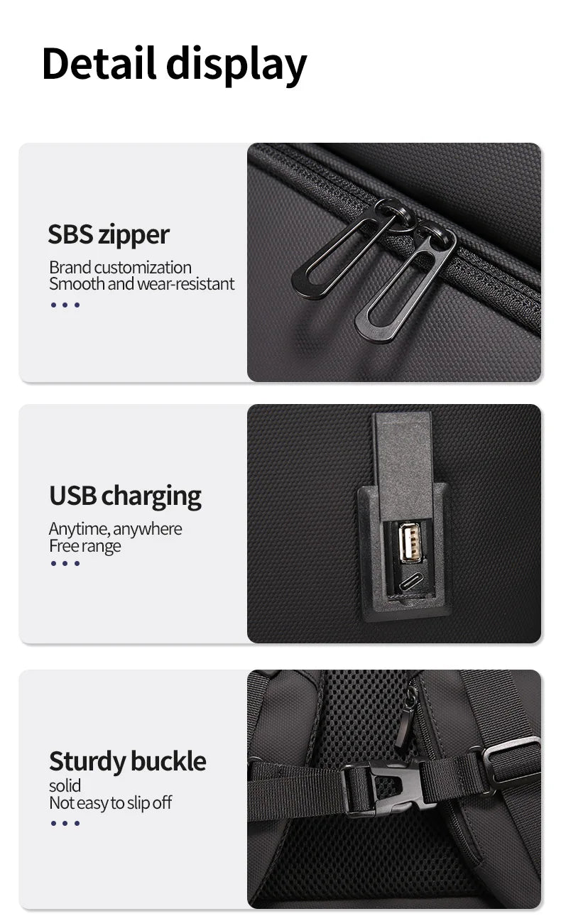 Fenruien Business Waterproof Backpacks USB Charging Men Backpack Fit 15.6 Inch Laptop Travel 35L Large Capacity Backpack