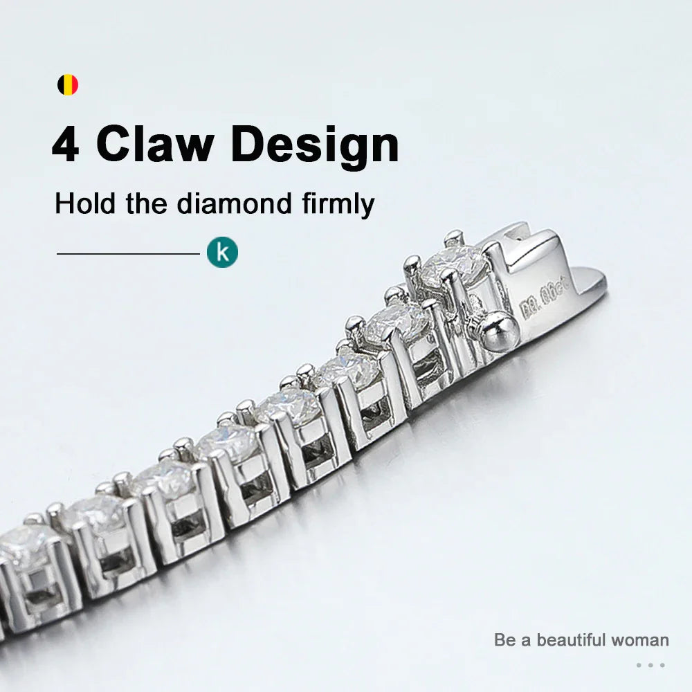 KNOBSPIN 2mm D Color Moissanite Tennis Bracelets for Woman Man Sparkling Diamonds with GRA s925 Sterling Sliver Hip Hop Bracelet