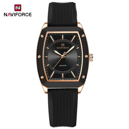NAVIFORCE Top Brand Women Tonneau Watches Fashion Ladies Quartz Watch Silicone Strap Gift Female Wristwatch Relojes Para Mujer