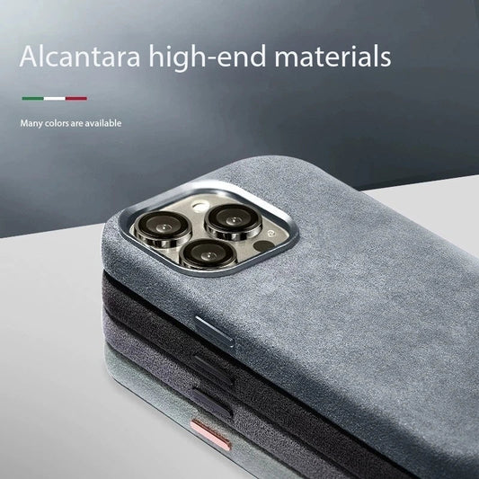 Real Alcantara Magsafe Case for iPhone 16 17 Pro Max 15 14 Luxury Magnetic Magnetic Supercar Interior Leather Magnet Phone Cape