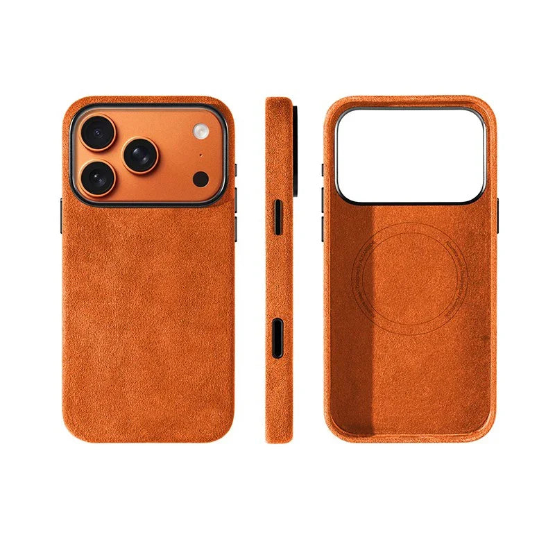 Real Alcantara Magsafe Case for iPhone 17 Pro Max Magnetic Cover with Smart Camera Button Protector Cover for iPhone 17 Pro Max
