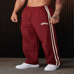 Men's Sports Pants Double Stripe Stitching Casual Fitness Sports Print Gym Loose