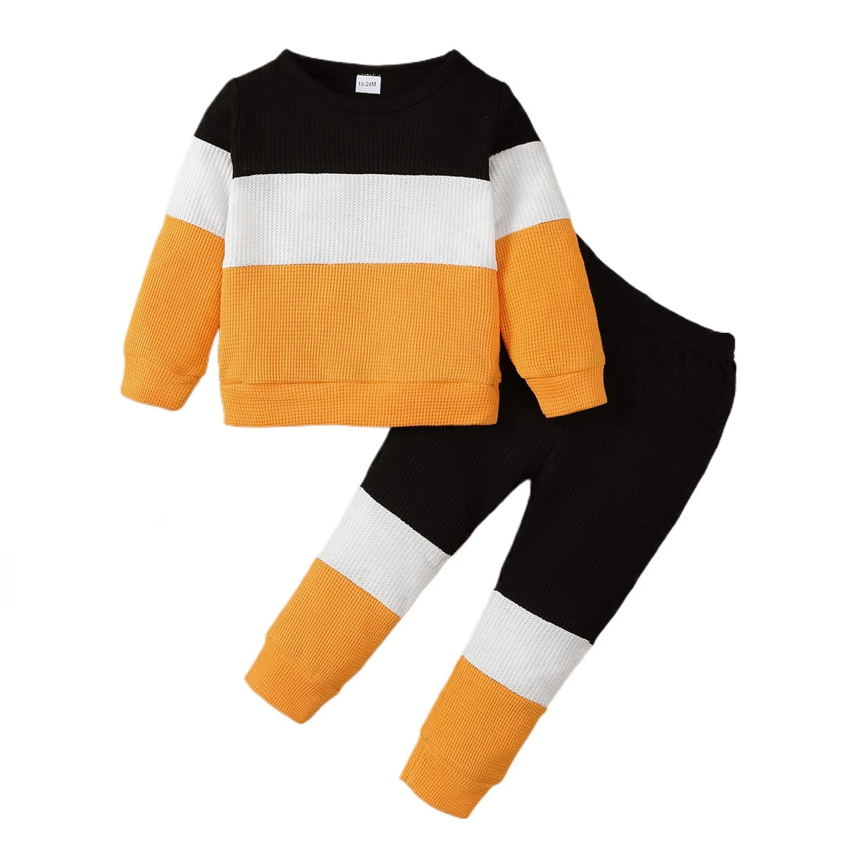 2PCS Kids Boy Clothing Set Fashion Color Block Long Sleeve Top+Pants Spring&Autumn Handsome Sports Outfit for Children 1-6 Years