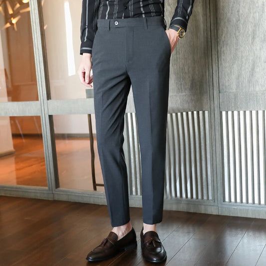 Boutique Fashion Pure Color Men's Casual Business Office Official Suit Pants