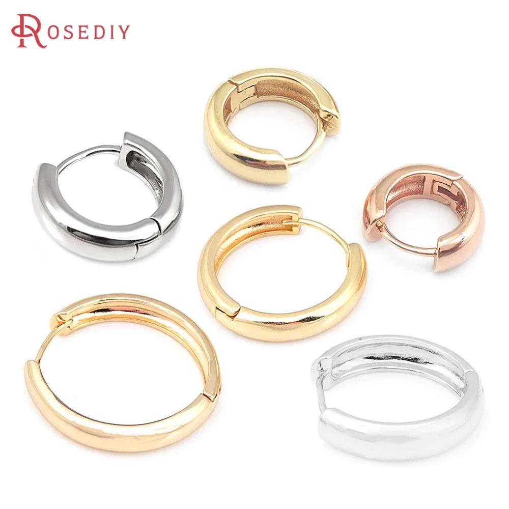 6PCS 14MM 16MM 18MM 23MM 25MM 30MM 18K Gold Color Brass Round Circle Loop Earrings Hoops Jewelry Making Supplies Accessories