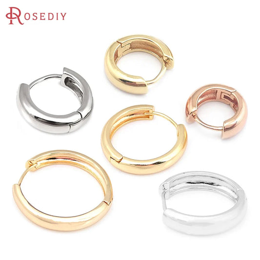 6PCS 14MM 16MM 18MM 23MM 25MM 30MM 18K Gold Color Brass Round Circle Loop Earrings Hoops Jewelry Making Supplies Accessories