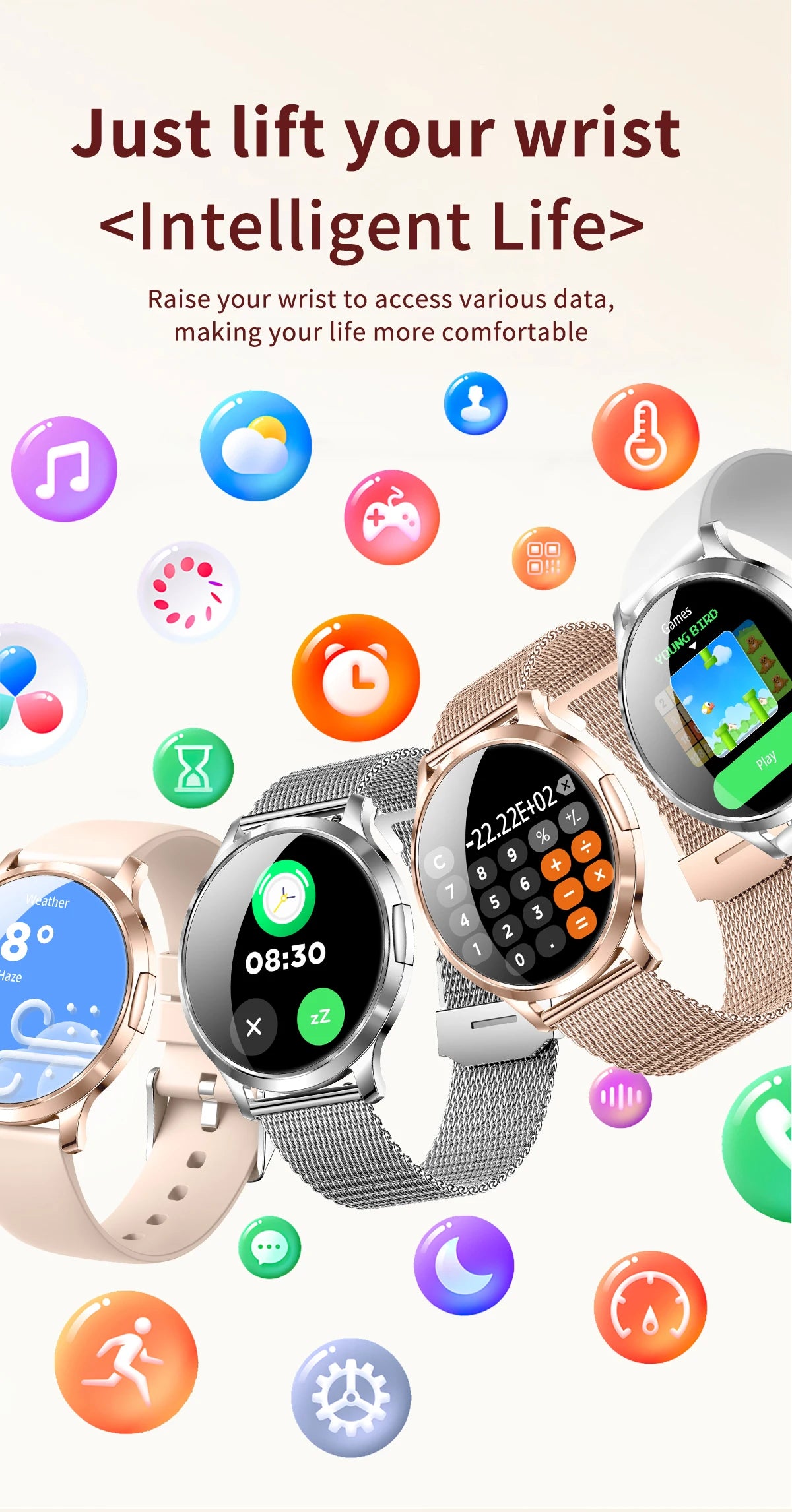 LIGE 2025 New Smart Watch For Women AMOLED HD Screen Watches IP68 Waterproof Heart Rate Monitor Ladies Utra-thin Smartwatch