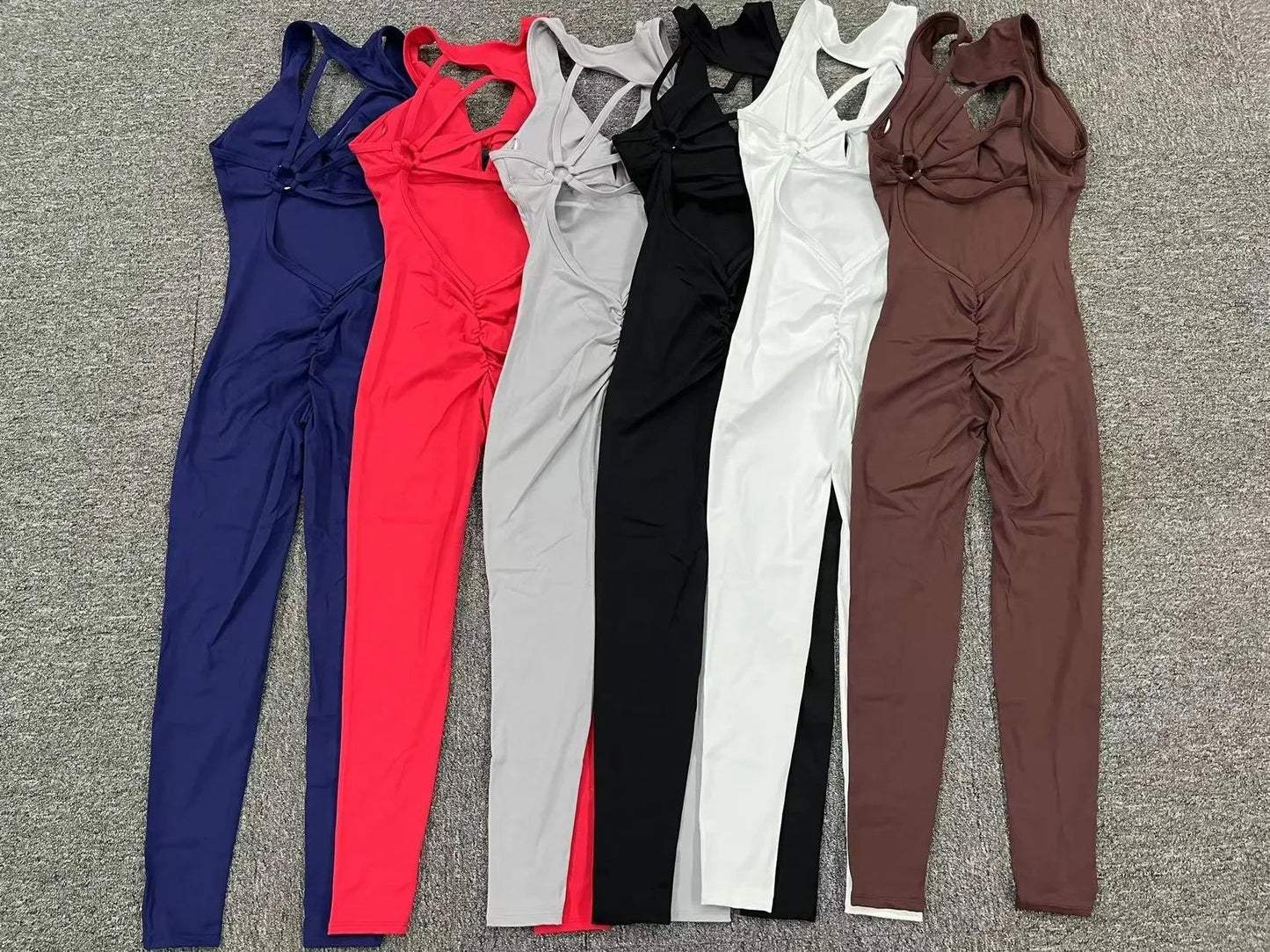 Hollow Scrunch Monkeys Women Gym Sport Jumpsuit Raises Female Yoga Fitness Outfits