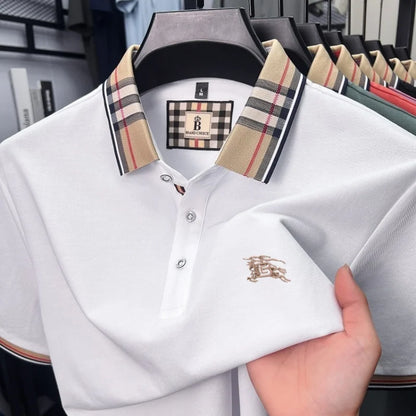 Designer fashion brand short sleeve polo shirt men summer new luxury exquisite embroidery high-end business casual Paul T-shirt