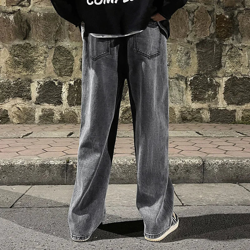 Korean Fashion Loose Jeans Classic Straight Straight Baggy Wide Leg Trousers