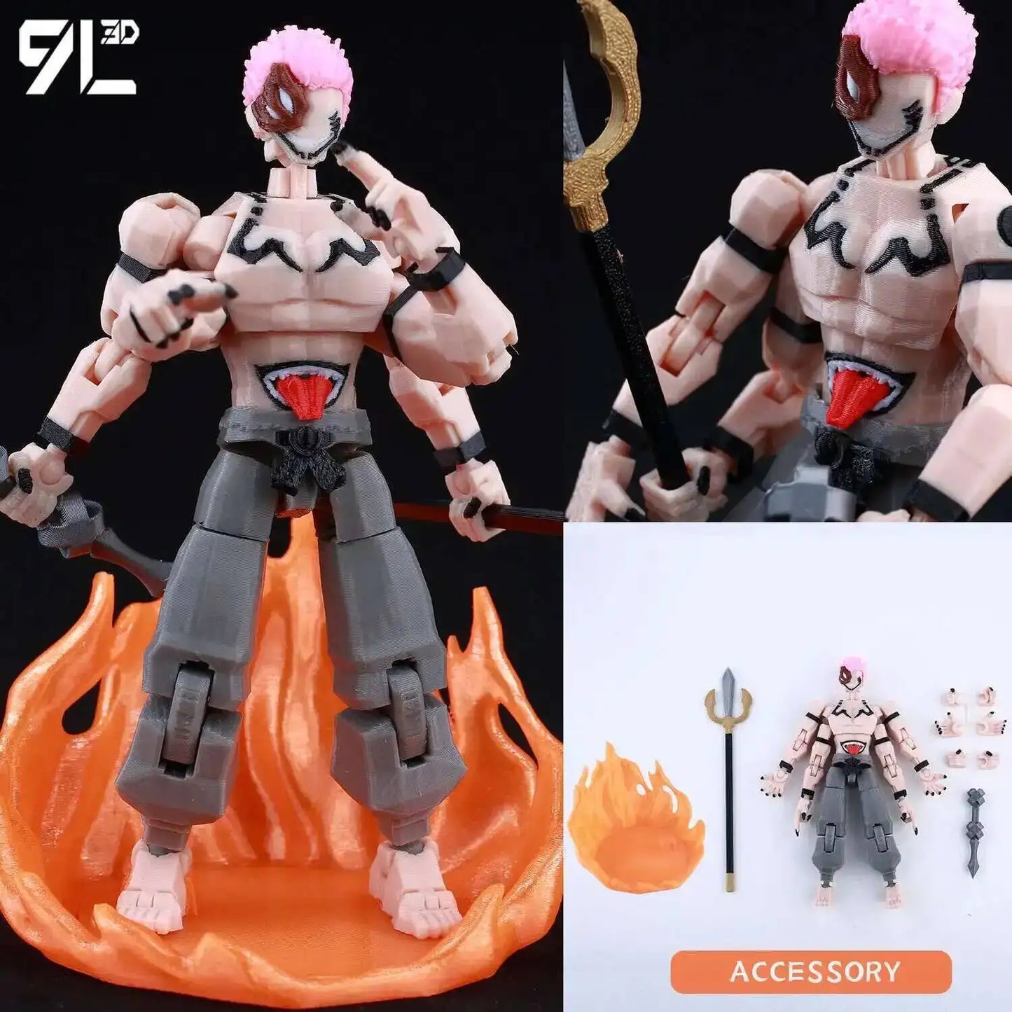 9L3D Printed Demon Slayer AKAZA Tanjiro Kamado Lucky Dummy 13 Movable Shapeshift Action Figures Mannequin Toys for Anime Fans