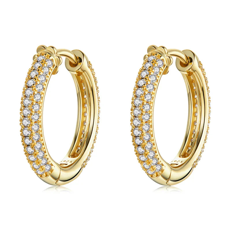 WOSTU 925 Sterling Silver European Simple CZ Ear Buckles Heart Hoop Earrings for Women Wedding Gift Minimalism Jewelry E737